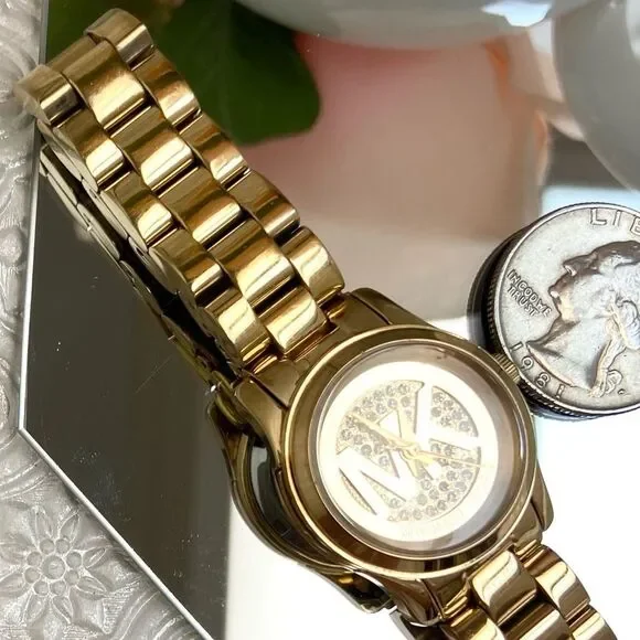 Michael Kors Mini Runway Crystal Accented Dial Gold-Tone Watch
